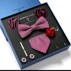 New Men's Gift Box Tie Fashion Business Striped Necktie Square Scarf Combination Set Gift Box Gift - Otaj Gifts