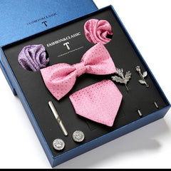 New Men's Gift Box Tie Fashion Business Striped Necktie Square Scarf Combination Set Gift Box Gift - Otaj Gifts