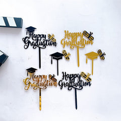 1Pc Graduation Party Decor Cake Toppers Acrylic Letter Hats Cake Flags Congrat Grad for Class Graduate Party Decorations - Otaj Gifts