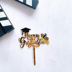 1Pc Graduation Party Decor Cake Toppers Acrylic Letter Hats Cake Flags Congrat Grad for Class Graduate Party Decorations - Otaj Gifts