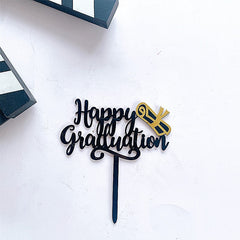1Pc Graduation Party Decor Cake Toppers Acrylic Letter Hats Cake Flags Congrat Grad for Class Graduate Party Decorations - Otaj Gifts