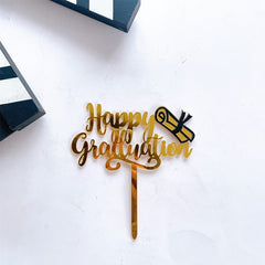 1Pc Graduation Party Decor Cake Toppers Acrylic Letter Hats Cake Flags Congrat Grad for Class Graduate Party Decorations - Otaj Gifts
