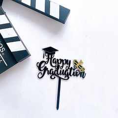 1Pc Graduation Party Decor Cake Toppers Acrylic Letter Hats Cake Flags Congrat Grad for Class Graduate Party Decorations - Otaj Gifts