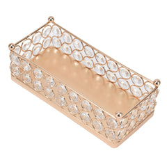 Cake Display Stand Golden Finish Rectangular Light Weight Exquisite Snacks Desserts Crystal Tray Holder - Otaj Gifts