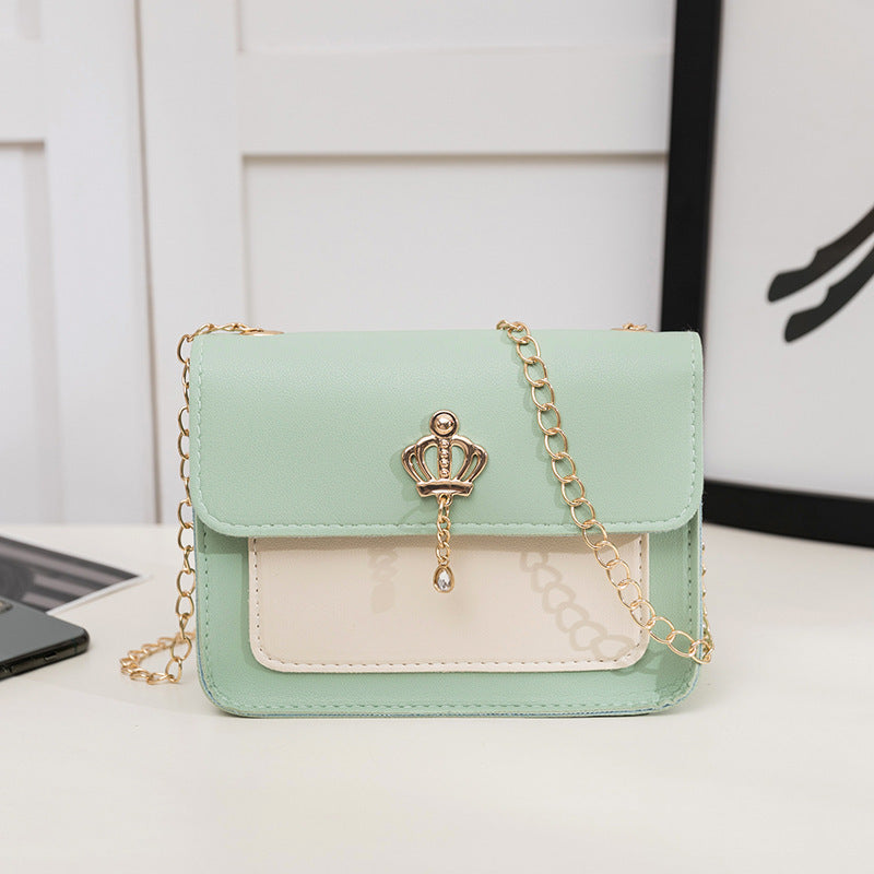 Women's Contrast Color Crown Ornaments Small Square Bag - Otaj Gifts