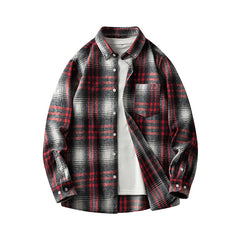 Cross-border Foreign Trade Men's Autumn And Winter New Plaid Plus Size Long-sleeved Shirt Casual Coat Thickened Flannel Shirt Men - Otaj Gifts