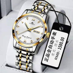 New Luminous Double Calendar Quartz Stainless Steel Waterproof Men's Watch With Watch - Otaj Gifts