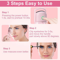 Eyelash Curler Portable Electric Heated Comb Eye Lash Long Lasting Eyelashes Curls Thermal Eyelash Curler Makeup Tools Heated Eyelash Curlers,Rechargeable Electric Eyelash Curler,Handheld Eyelash Heat - Otaj Gifts