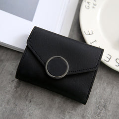 Ring British Retro Lychee Pattern Women's Solid Color Tri-fold Wallet - Otaj Gifts