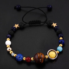 Eight Planets Alloy Bracelet, Natural Stone Bead Bracelet Women Solar System Bracelet Universe Galaxy The Eight Planets Guardian Star Natural Stone Beads Bracelet Bangle Gifts For Girls - Otaj Gifts