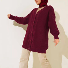 Knitted Cardigan Coat Loose Casual Sweater - Otaj Gifts