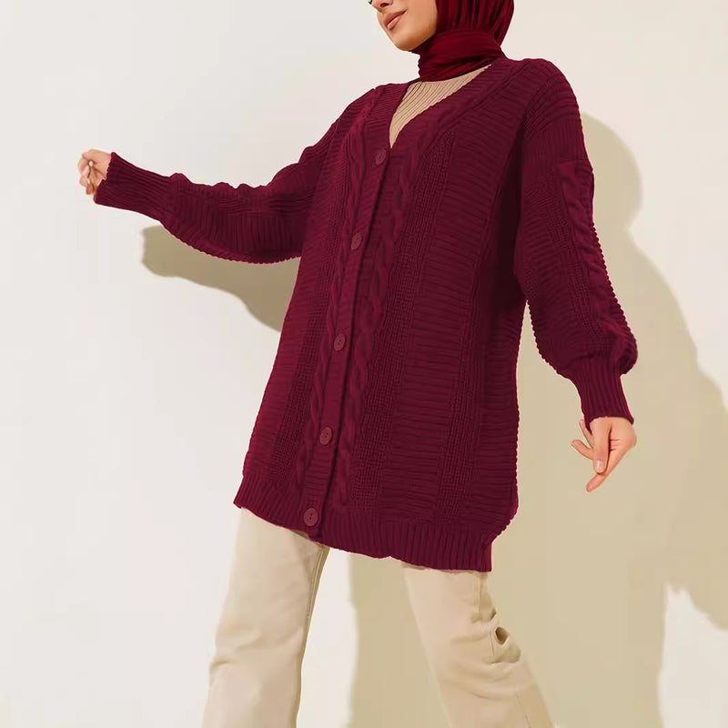 Knitted Cardigan Coat Loose Casual Sweater - Otaj Gifts