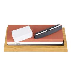 Knife Sharpening Stone 3000 8000 Grit Red White Dual Sided Wooden Base Whetstone for Kitchen Home Restaurant - Otaj Gifts