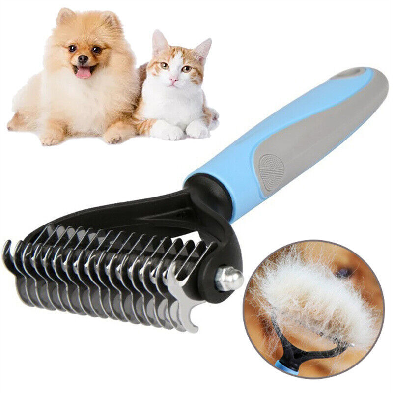Grooming Brush For Pet Dog Cat Deshedding Tool Rake Comb Fur Remover Reduce 2-Side Dematting Tool For Dogs Cats Pets Grooming Brush Double Sided Shedding And Dematting Undercoat Rake Hair Removal Comb - Otaj Gifts