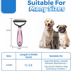 Grooming Brush For Pet Dog Cat Deshedding Tool Rake Comb Fur Remover Reduce 2-Side Dematting Tool For Dogs Cats Pets Grooming Brush Double Sided Shedding And Dematting Undercoat Rake Hair Removal Comb - Otaj Gifts