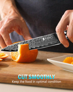 5 Inch Utility Knife, Japanese Damascus Steel Paring Knife, Sharp VG10 Fruit Slicing Knife, Small Kitchen Knife With Full Tang Ergonomic G10 Handle - Otaj Gifts