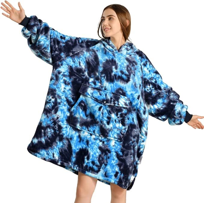 Krifey Wearable Blanket Hoodie, Oversized Sherpa Hooded As Birthday Gifts For Mom Women Girlfriend Men, Cozy Sweatshirt With Giant Pocket - Otaj Gifts
