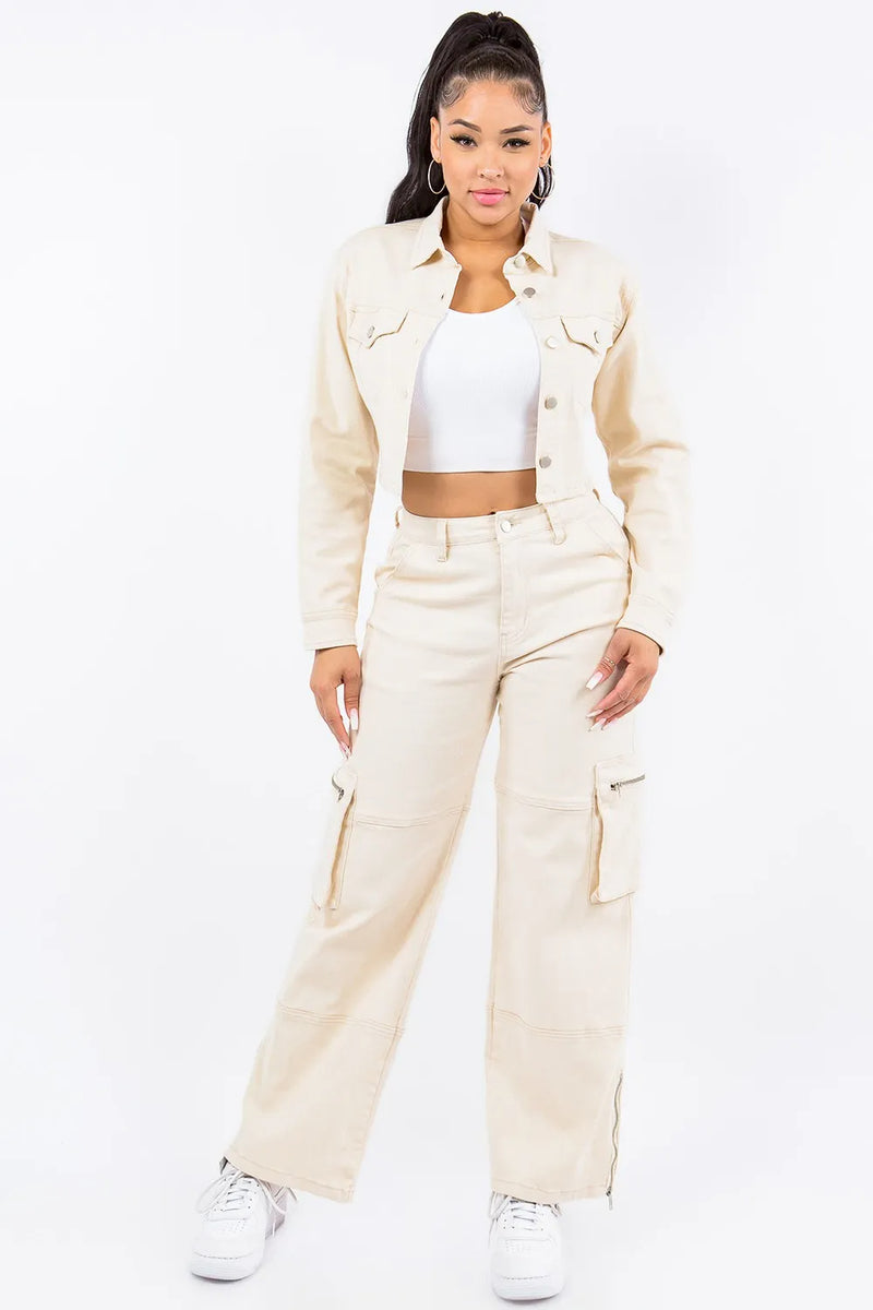 American Bazi Laced Back Cropped Jacket - Otaj Gifts