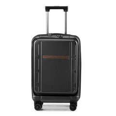 FCH Front Opening 20 Inch Expandable ABS-PC Trolley Case 20in Silent Wheels Inner Iron Outer Aluminum Trolley Rod Classic Color - Black - Otaj Gifts