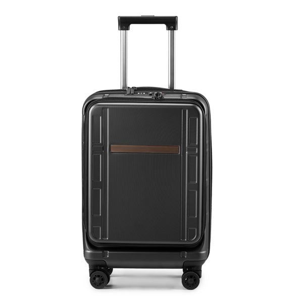 FCH Front Opening 20 Inch Expandable ABS-PC Trolley Case 20in Silent Wheels Inner Iron Outer Aluminum Trolley Rod Classic Color - Black - Otaj Gifts