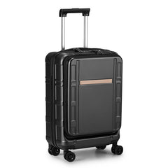 FCH Front Opening 20 Inch Expandable ABS-PC Trolley Case 20in Silent Wheels Inner Iron Outer Aluminum Trolley Rod Classic Color - Black - Otaj Gifts