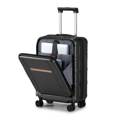 FCH Front Opening 20 Inch Expandable ABS-PC Trolley Case 20in Silent Wheels Inner Iron Outer Aluminum Trolley Rod Classic Color - Black - Otaj Gifts
