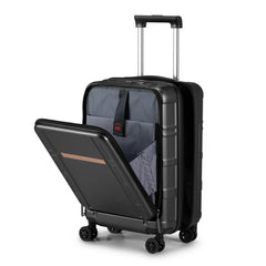 FCH Front Opening 20 Inch Expandable ABS-PC Trolley Case 20in Silent Wheels Inner Iron Outer Aluminum Trolley Rod Classic Color - Black - Otaj Gifts