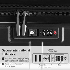 FCH 3-in-1 Set Double Wheel Silent Wheel With Wet & Dry Separation Compartment ABS, PC Trolley Case 20in 24in 28in ABS, PC Inner Aluminum Outer Iron Tie Rod Fabric - Black - Otaj Gifts