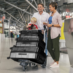 FCH 3-in-1 Set Double Wheel Silent Wheel With Wet & Dry Separation Compartment ABS, PC Trolley Case 20in 24in 28in ABS, PC Inner Aluminum Outer Iron Tie Rod Fabric - Black - Otaj Gifts