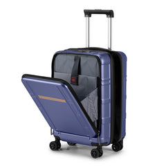 FCH Front Opening 20-inch Expandable ABS, PC Trolley Case 20in Silent Wheels, Inner Iron And Outer Aluminum Trolley Rod, Classic Color - Royal Blue - Otaj Gifts