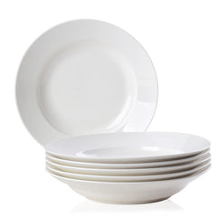 9.5 Inch Pure White Soup Plate, Dinner Plate 6 Pieces - Otaj Gifts