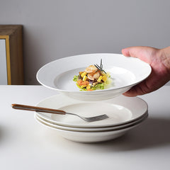 9.5 Inch Pure White Soup Plate, Dinner Plate 6 Pieces - Otaj Gifts