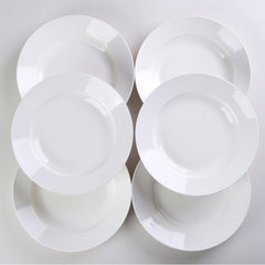 9.5 Inch Pure White Soup Plate, Dinner Plate 6 Pieces - Otaj Gifts