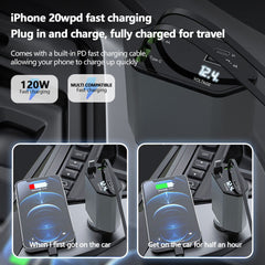 Retractable Car Charger 120W USB&Type C Cable For Phone Fast Charge Adapter - Otaj Gifts
