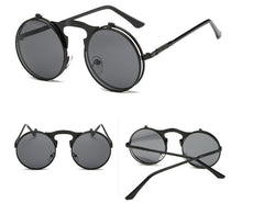 New Vintage Round Steampunk Sunglasses Flip-Up UV Protection Metal Frame Men And Women Summer Cycling Sun Glasses - Otaj Gifts