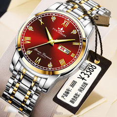 New Luminous Double Calendar Quartz Stainless Steel Waterproof Men's Watch With Watch - Otaj Gifts