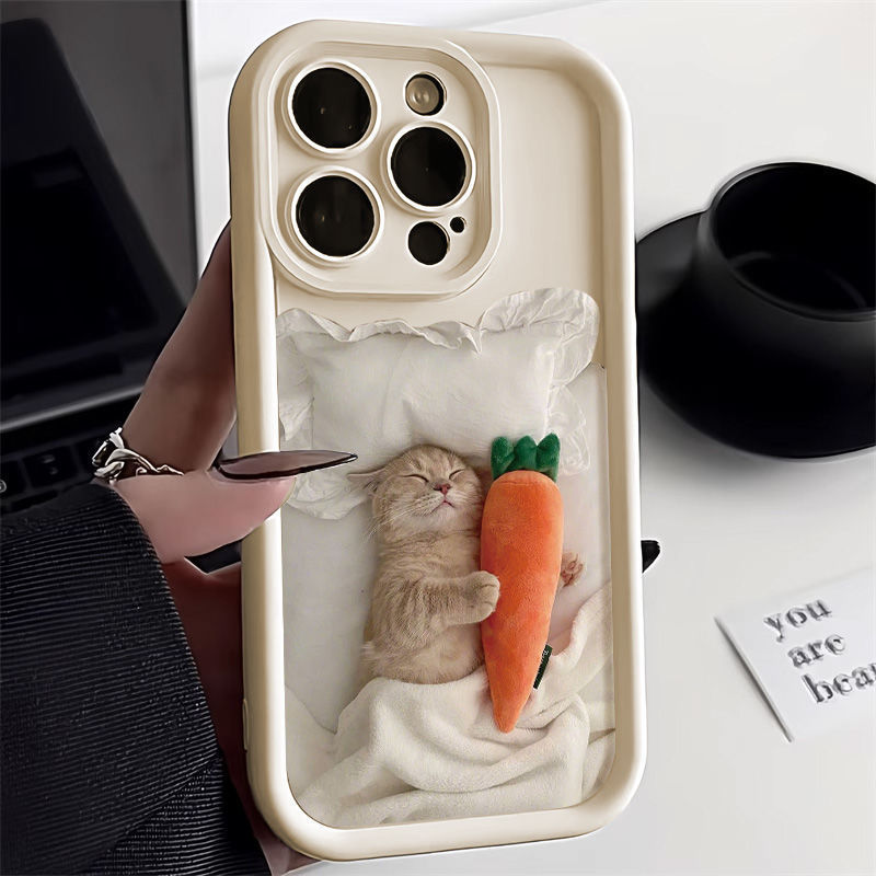 Cartoon Doll All-inclusive Sleeping Cat I Phone Case. - Otaj Gifts