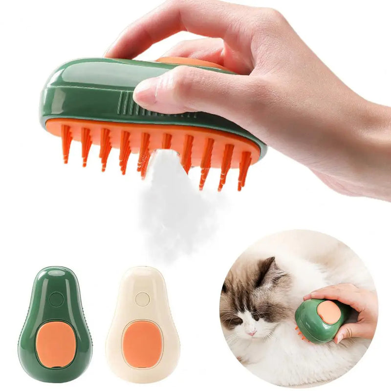 Steamy Cat Brush Cat Dog Grooming Comb Electric Self Cleaning Steam Cat Brush For Massage Avocado Shape Pet Spray Cat Grooming - Otaj Gifts