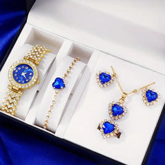 Fashion Watch Gift Suit Quartz Watch Necklace Bracelet Ring Stud Earrings - Otaj Gifts