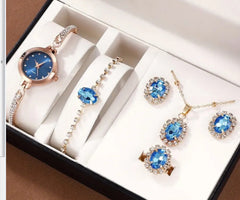 Fashion Watch Gift Suit Quartz Watch Necklace Bracelet Ring Stud Earrings - Otaj Gifts