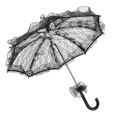 Wedding Bride Umbrella Unique Foldable Lace Fabric Parasol Umbrella Performance PropsBlack - Otaj Gifts