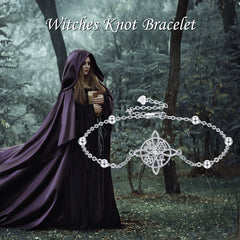 Witches Knot Bracelet 925 Sterling Silver Witch Jewelry Gifts for Women Girls - Otaj Gifts