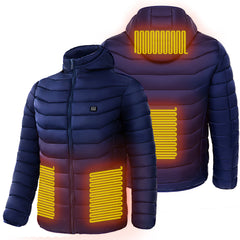 Men Heated Puffer Jacket Electric Heating Coat Insulated Hood Windbreaker - Otaj Gifts