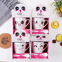 Creative Ceramic Mug with Spoon and Cartoon Character - Otaj Gifts
