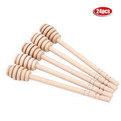 24Pcs Wooden Honey Dripper Stick Server Jam Syrup Drizzler Stirring Rod Kitchen Gadgets (8cm) - Otaj Gifts