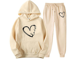 Spring And Autumn Hoodie With Drawstrings Loose Casual Print Love - Otaj Gifts