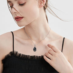 Sterling Silver Black Obsidian Tourmaline Crystal Snake Necklace Jewelry as Gifts - Otaj Gifts