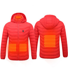 Men Heated Puffer Jacket Electric Heating Coat Insulated Hood Windbreaker - Otaj Gifts