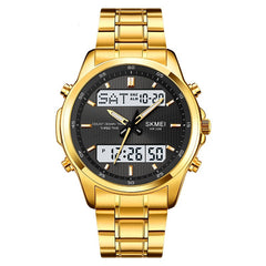 Multifunctional Men's Steel Strap Watch Double Display Sports - Otaj Gifts