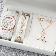 Fashion Watch Gift Suit Quartz Watch Necklace Bracelet Ring Stud Earrings - Otaj Gifts